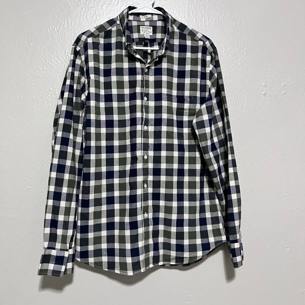 Love for J. Crew Slim Long Sleeve Plaid Collard Shirt Size L